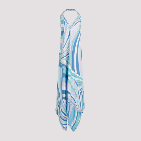Pucci Silk Long Dress - Celeste/Bianco | Garmentory Pucci Silk Long Dress - Celeste/Bianco | Garmentory