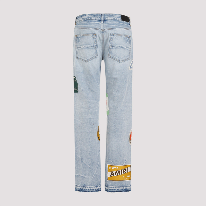 Amiri Travel Patch Straight Jeans Perfect Indigo on Garmentory