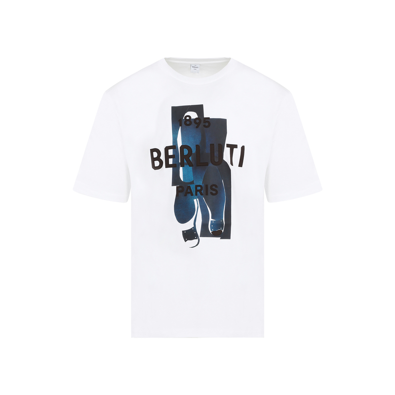 新品20ss berluti Tシャツ Berluti Cotton T-Shirt - Optic White/Marine | Garmentory