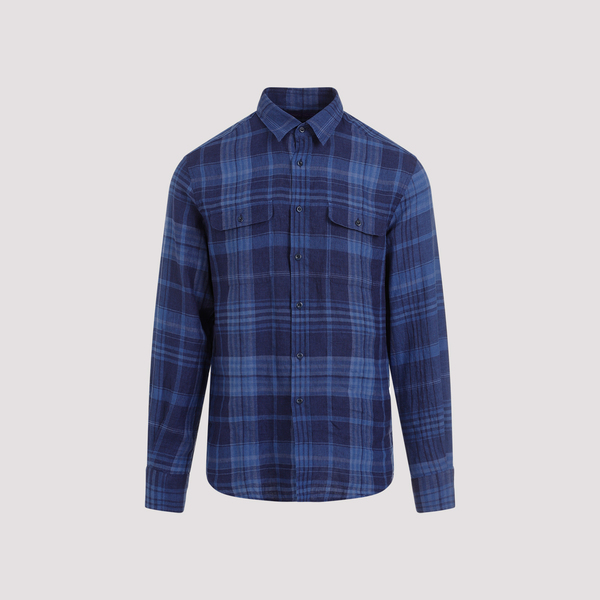 Ralph Lauren Purple Label Tartan Linen Shirt - Indigo Blue Multi |  Garmentory