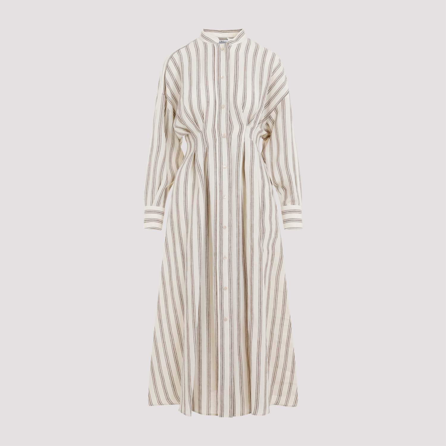 beige & white striped maxi dress reviews Claire Striped Maxi Dress in Taupe main image 0
