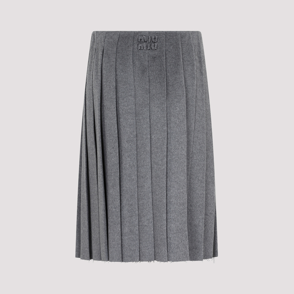Miu Miu Wool and Cashmere Skirt - Grigio | Garmentory