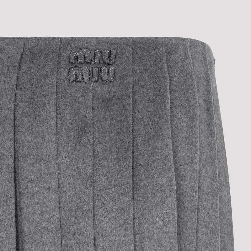 関税込 MiuMiu |Wool and cashmere skirt Miu Miu Wool and Cashmere Skirt - Grigio | Garmentory