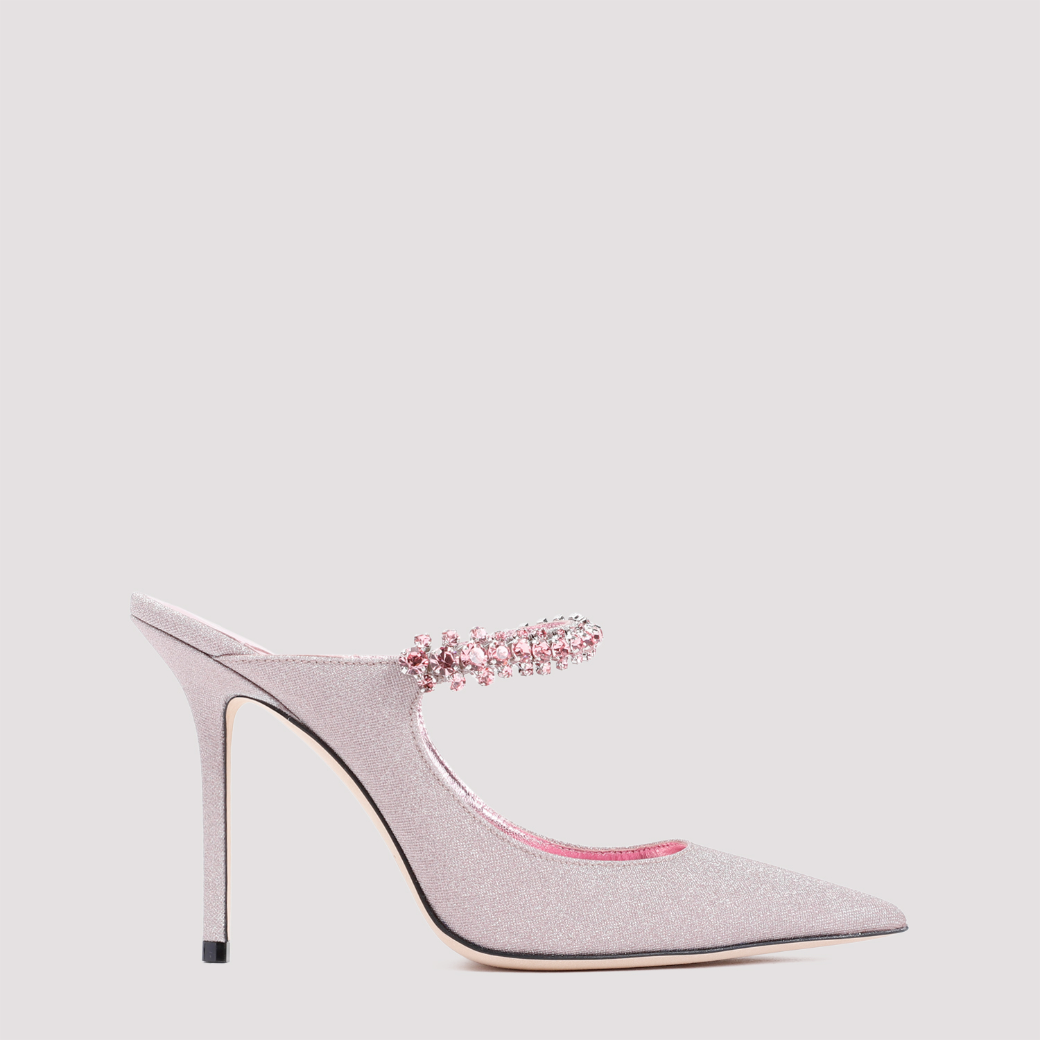 【関税込み】Jimmy Choo ピンク Bing 100 ミュール Bing 100 | Ballet Pink Patent Leather Mules with Crystal