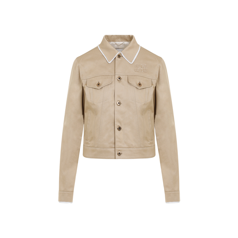MIU MIU Cotton Blouson Jacket - Beige | Garmentory