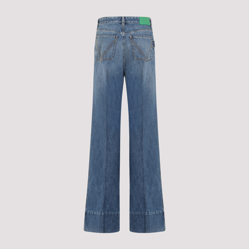 Bottega Veneta Wide Leg Denim Jeans - Mid Blue | Garmentory
