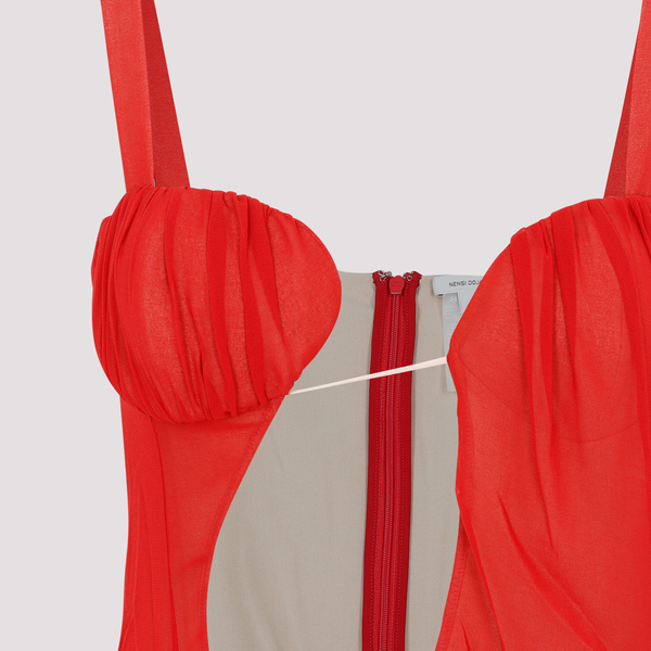 ワンピース NENSI DOJAKA ASYMMETRICAL PANEL GODET MINI DRESS Nensi Dojaka Asymmetrical Panel Godet Red Mini Dress