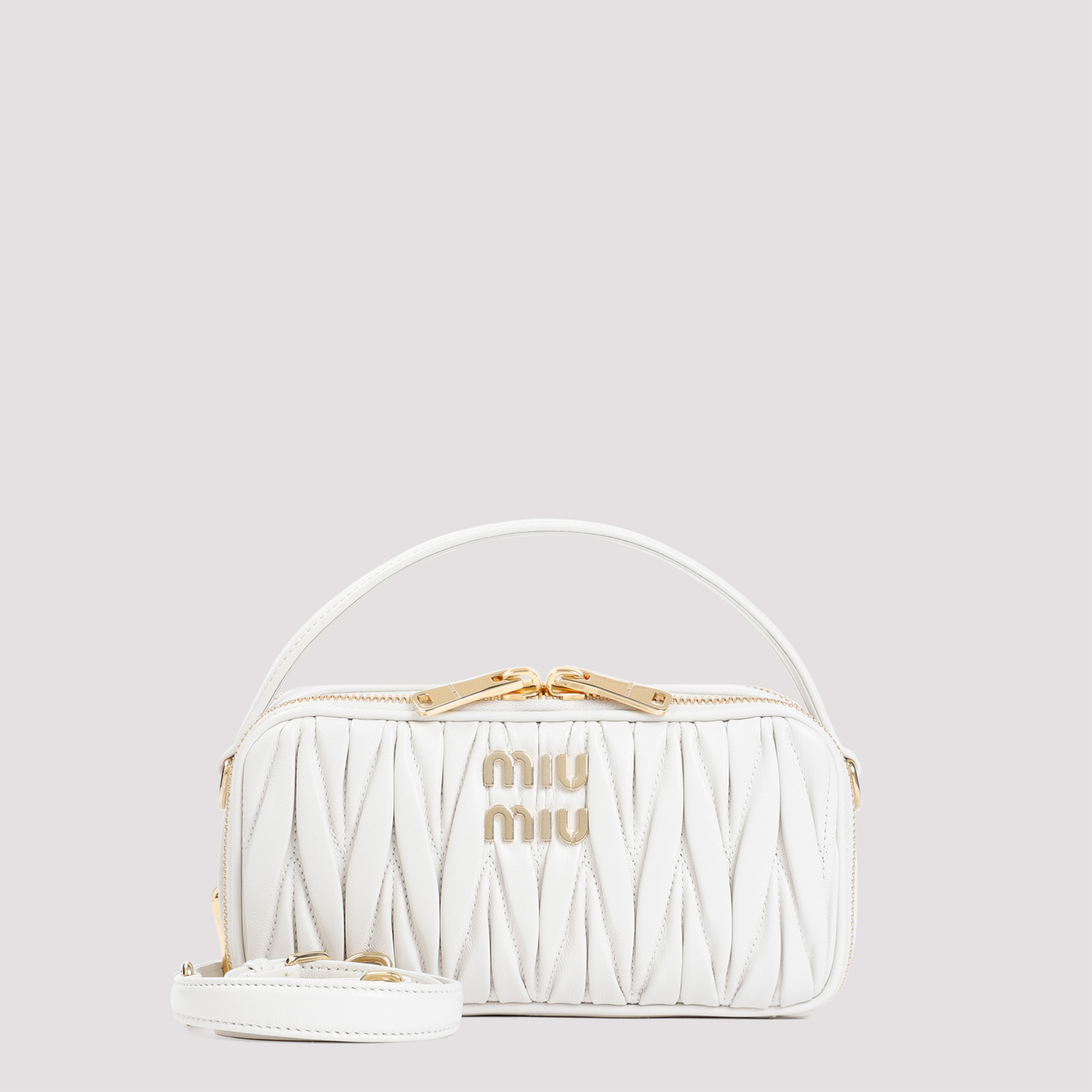 Miu Miu Arcadie Matelass Leather Bag - Bianco | Garmentory
