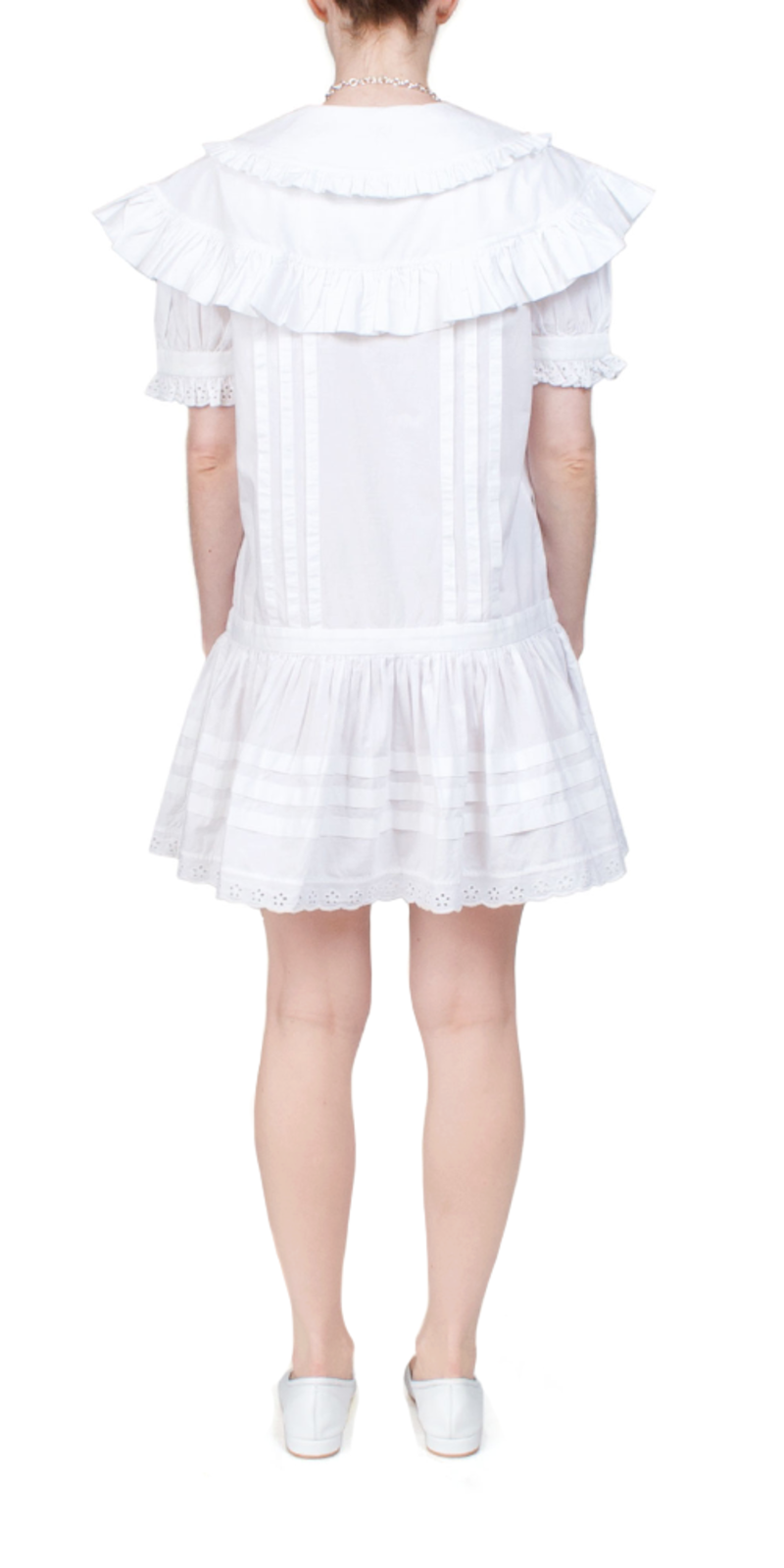 【関税込み】Sandy Liang ホワイト Toki ミニワンピース White Toki Minidress by Sandy Liang on Sale