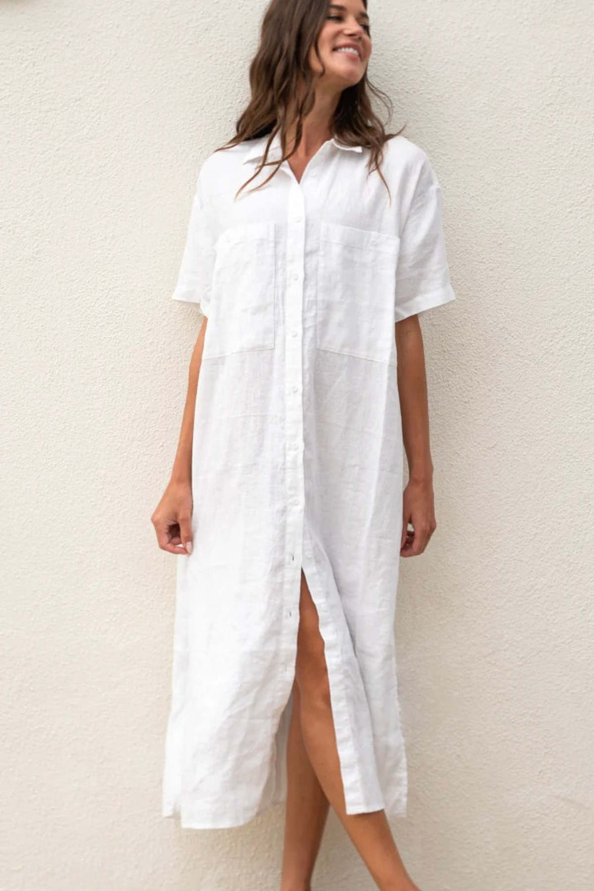 left on friday getaway shirt dress Left On Friday Getaway Shirt Dress - Coconut