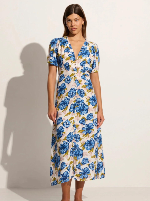 Faithfull the Brand Bellavista Midi Dress - Isadora Floral Navy | Garmentory