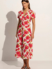 Faithfull the Brand Bellavista Midi Dress - Isadora Floral Red - Thumbnail 1