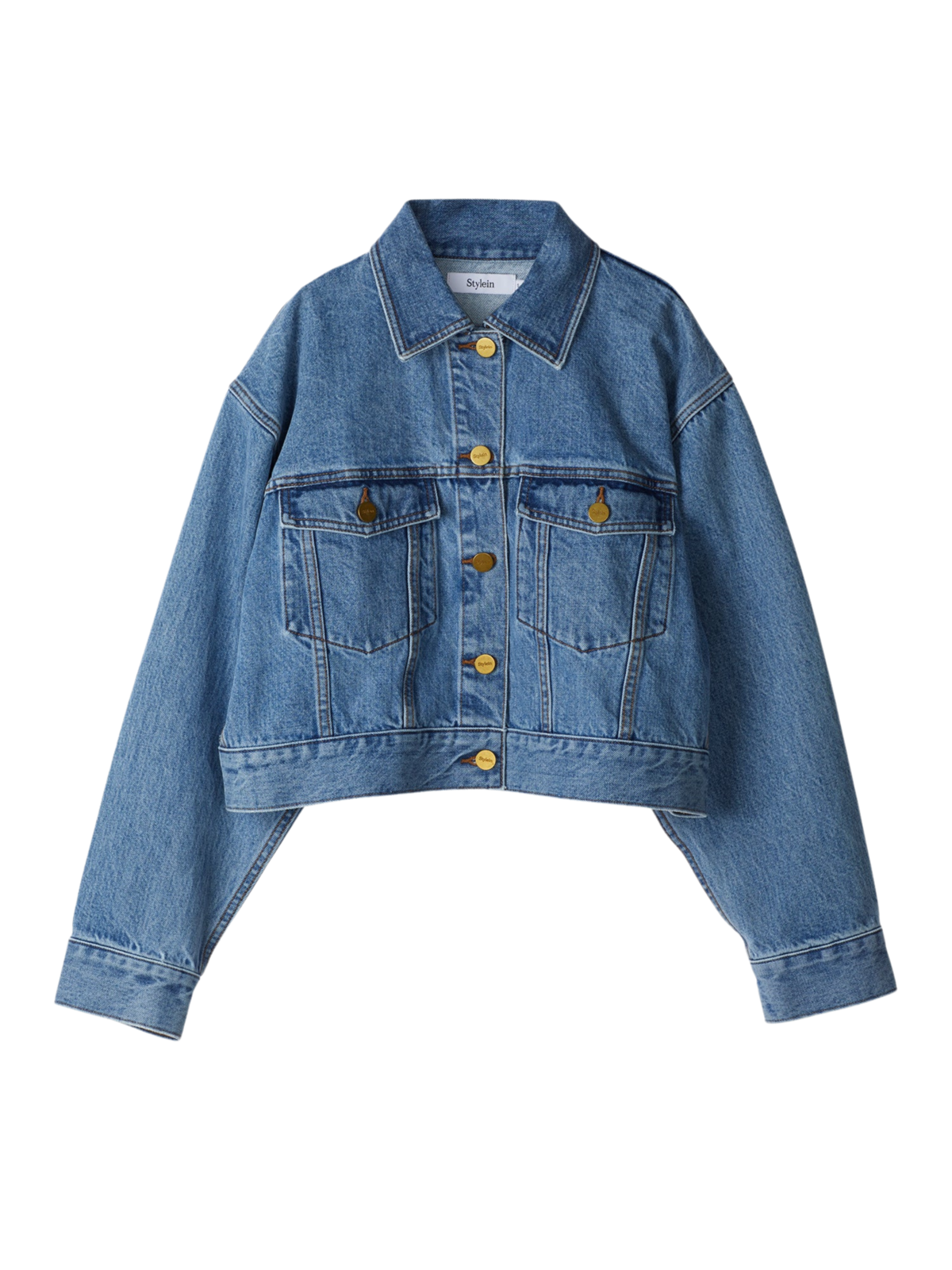 Stylein Kirsten Cropped Denim Jacket - Medium Blue | Garmentory