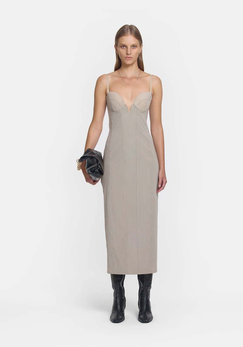 smoke grey dress Quzey Velvet Dress