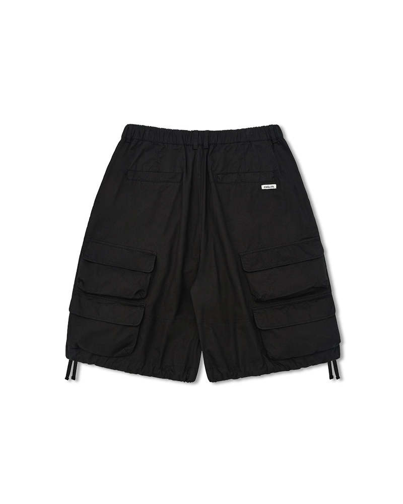 【ANGLAN】Twist Sweat Nylon Half Pants Anglan Slather Utility Pocket Half Pants - Black | Garmentory