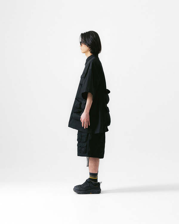【ANGLAN】25SS★ [AG] Layered Half Fatigue Half Pants AG] Section Color Block Nylon Half Pants - Navy - ANGLAN