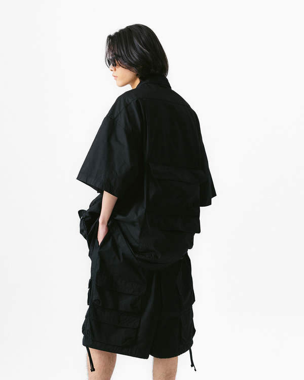 【ANGLAN】25SS★ [AG] Layered Half Fatigue Half Pants AG] Section Color Block Nylon Half Pants - Navy - ANGLAN