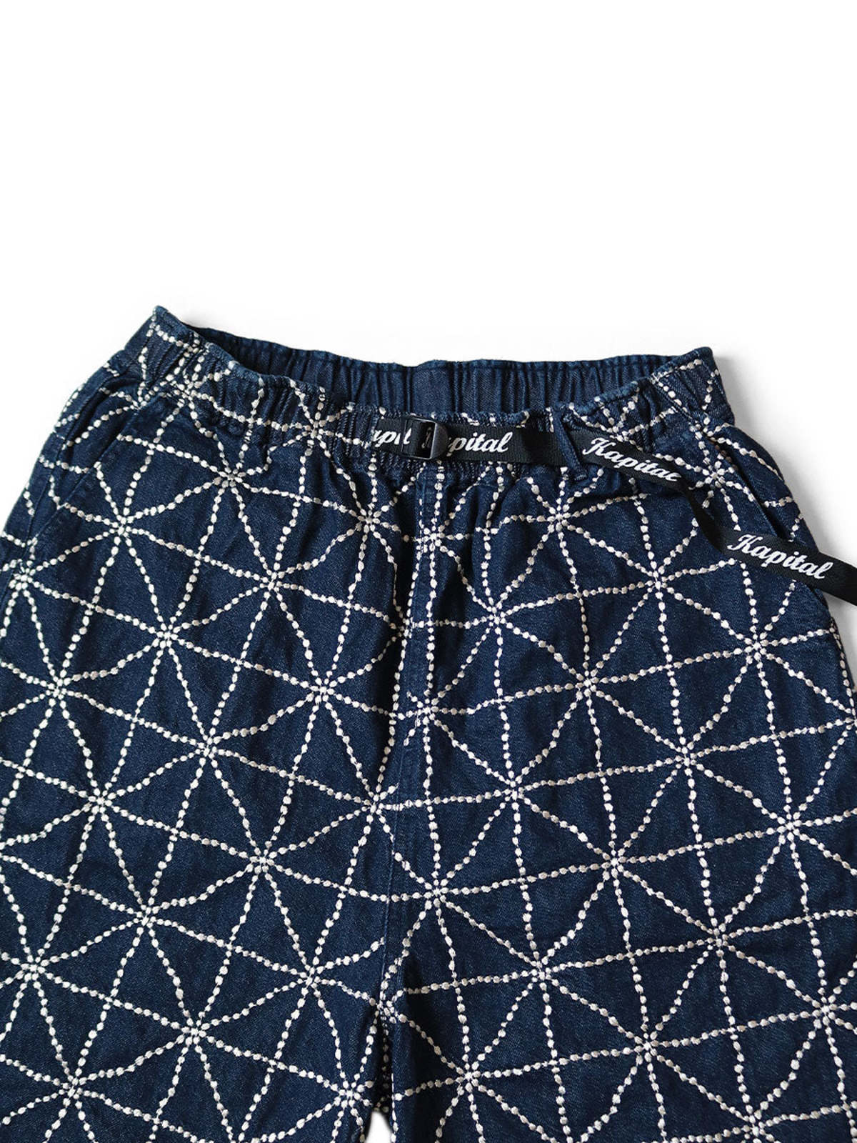 Kapital 8oz Colored Denim Easy Pants with FOLK-DOJO Embroidery