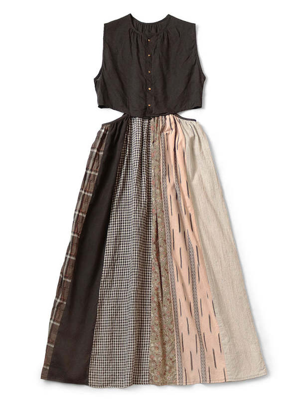 Kapital Shrimp Dress - Brown Patchwork | Garmentory