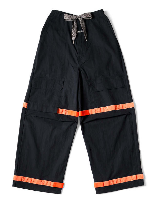 Kapital Rip Stop Nouvelle Shuttle Pants - Black/Orange