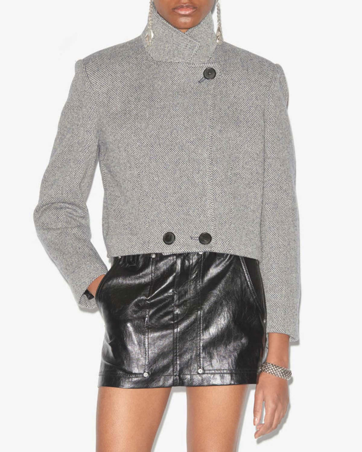 isabel marant etoile Cassidy Jacket - Black/Ecru | Garmentory
