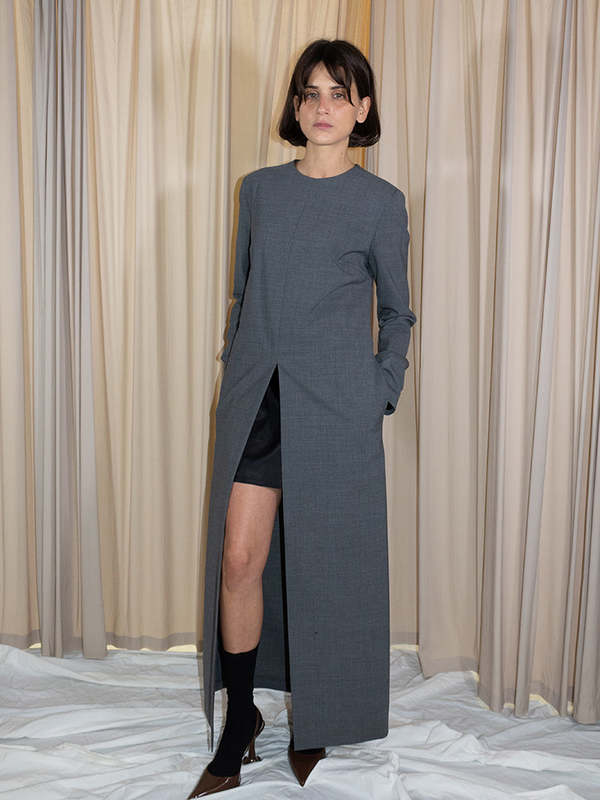 MM6 Maison Margiela Tailored Maxi Dress - Grey | Garmentory