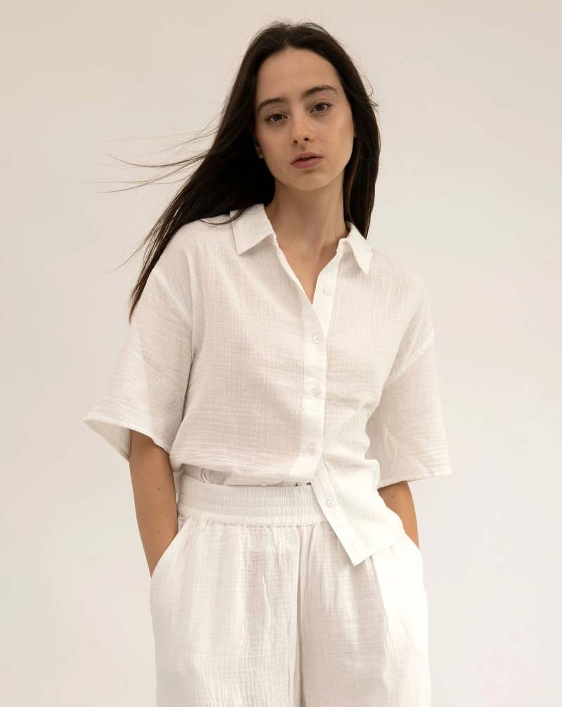 Salt and Umber Maui Short Sleeve Top White Garmentory