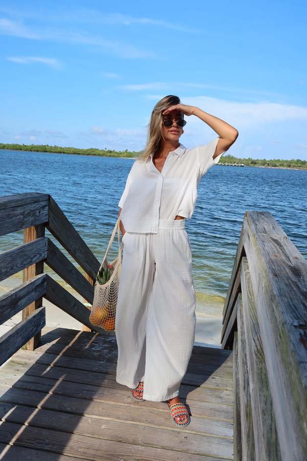 Salt and Umber Maui Short Sleeve Top White Garmentory