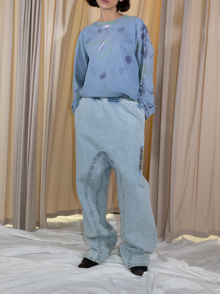 Y/Project Pinched Logo Souffle Jeans - Ice Blue | Garmentory