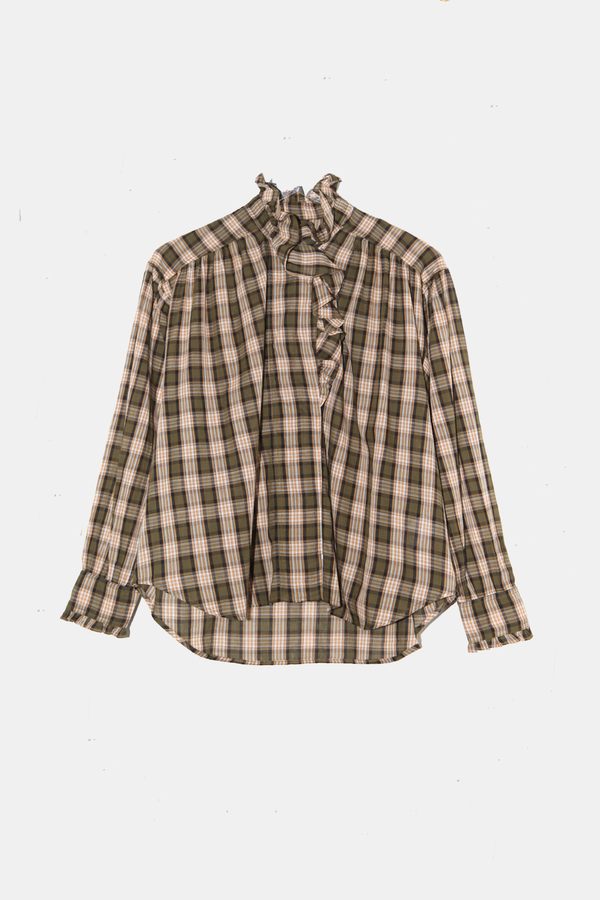 isabel marant etoile Pamias Flannel Ruffle Neck - Khaki/Ochre isabel marant etoile Pamias Flannel Ruffle Neck - Khaki/Ochre