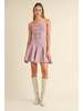Mable Hazel Bow Detail Fit and Flare Knit Mini Dress - Mauve - Thumbnail 1