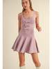 Mable Hazel Bow Detail Fit and Flare Knit Mini Dress - Mauve - Thumbnail 2