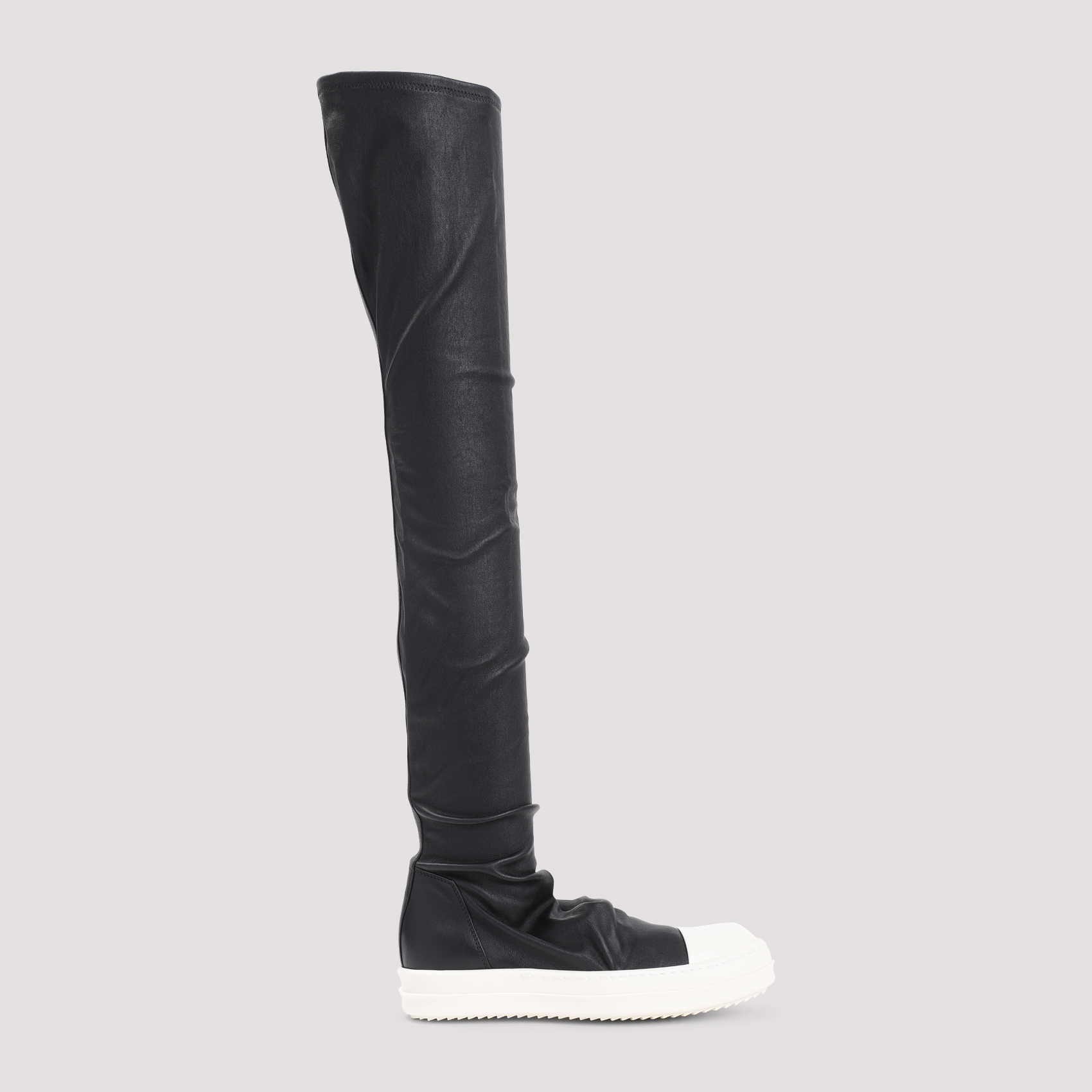 Rick Owens Knee High Stocking Sneakers - Black/Milk | Garmentory