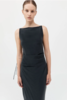 St. Agni Silk Tuck Dress - Black - Thumbnail 3