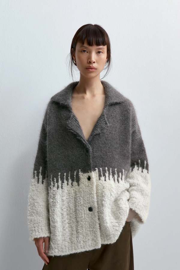 Cordera Silk & Mohair Texture Jacket - Grey/Cream Cordera Silk & Mohair Texture Jacket - Grey/Cream