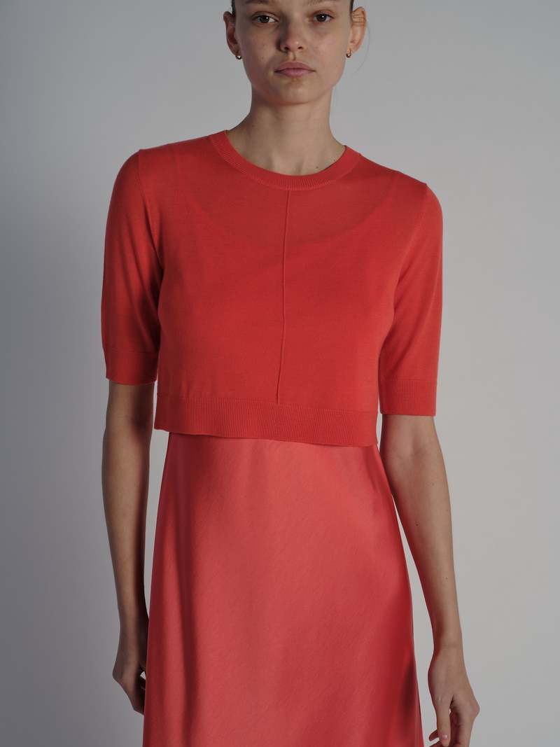 Saint Art Norah Crop Sweater - Coral Saint Art Norah Crop Sweater - Coral