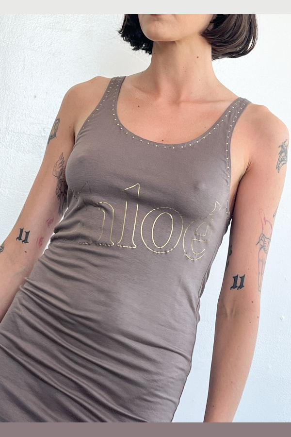 Vintage Chloe Jersey Logo Dress - Muted Grey