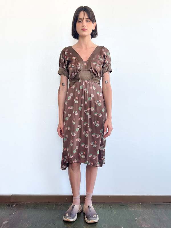 Vintage Marc Jacobs Silk Babydoll Dress - Chocolate Floral
