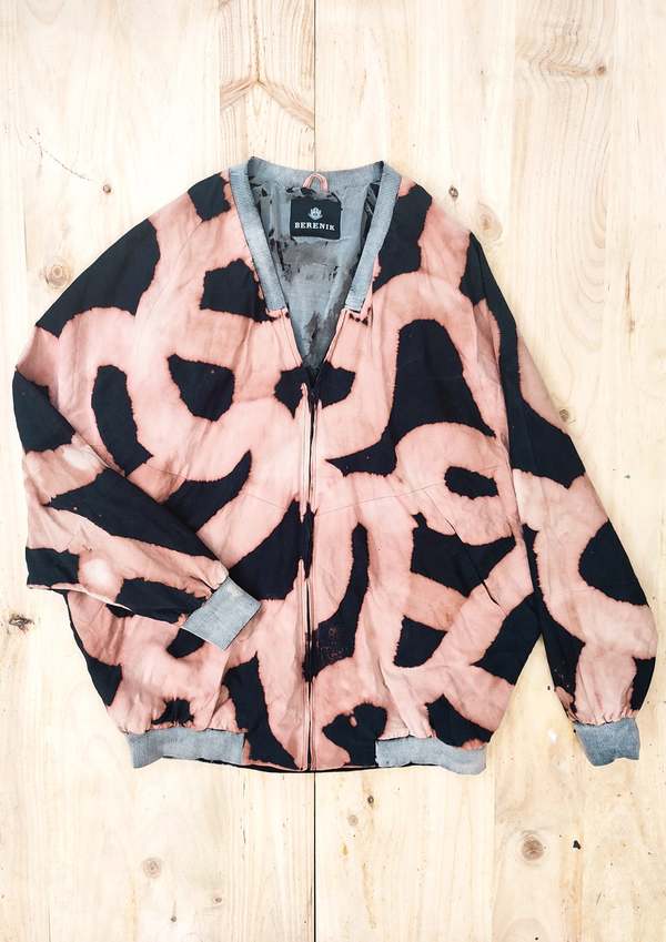 Berenik HANDPAINTED VINTAGE PILOT JACKET V NECK LINEN - black painted