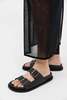 St. Agni Double Buckle Slides - Black - Thumbnail 1