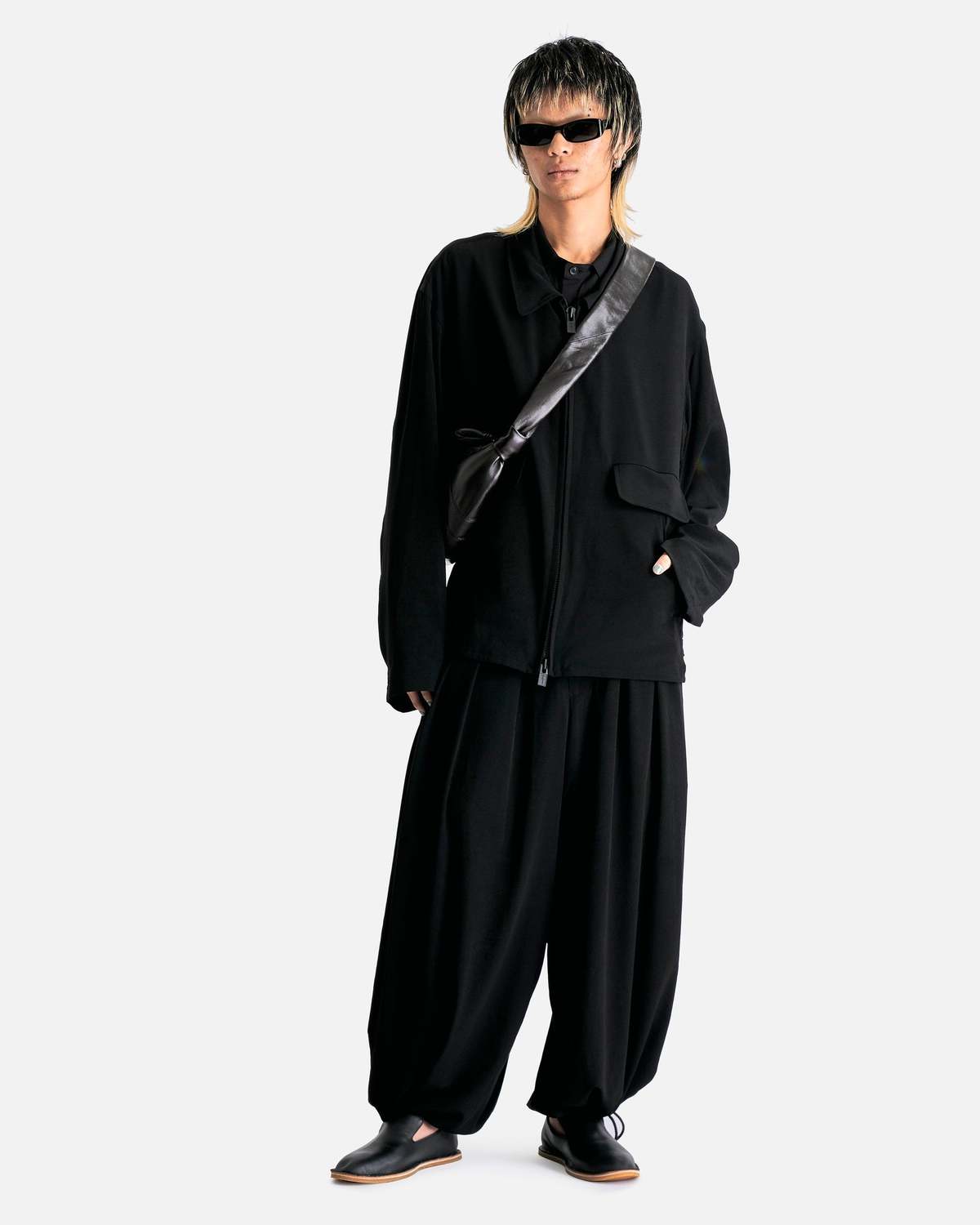 ジャケット・アウター yohji yamamoto pour homme panty time A-Zipper-Blouson-in-Black-