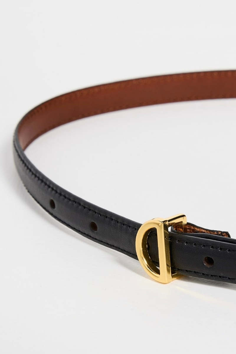 FRAME Petit Crescent Black Belt Medium Frame Petit Crescent Leather Belt In Black - 75% Off  main image 2