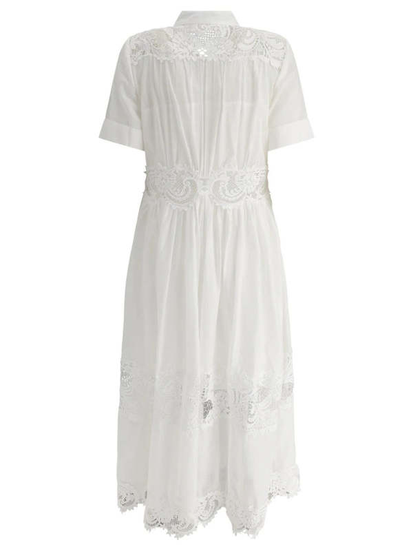 Zimmermann Pop Lace Trimmed Midi Dress - Ivory | Garmentory