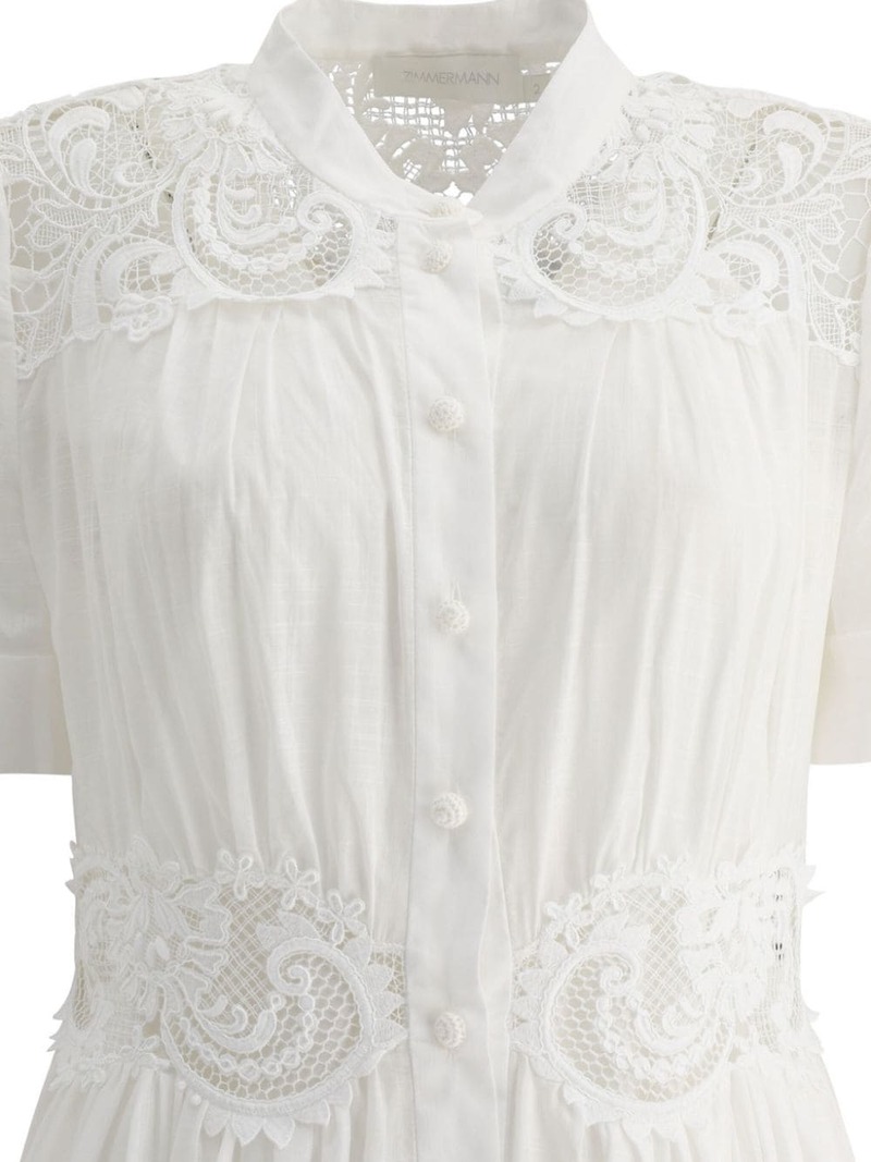 Zimmermann Pop Lace Trimmed Midi Dress - Ivory | Garmentory