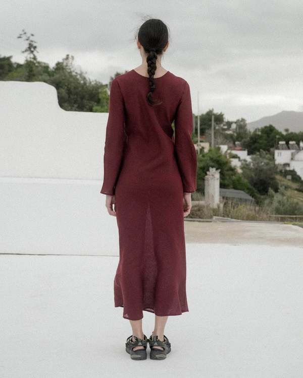 Baserange Dydine Fine Linen Long Sleeve Dress | Garmentory
