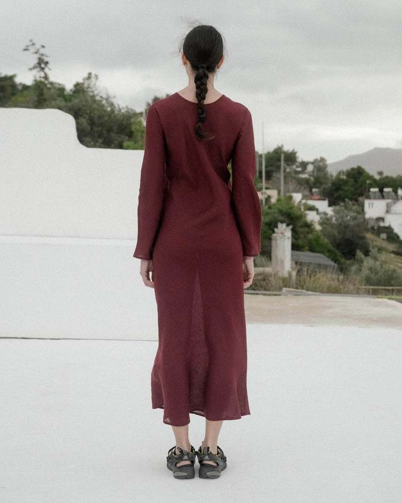 Baserange Dydine Fine Linen Long Sleeve Dress | Garmentory 
