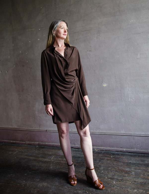Vanessa Bruno Demi Long Sleeve Wrap Dress - Cafe | Garmentory