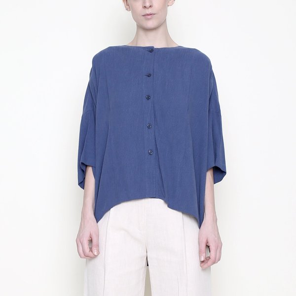 7115 by Szeki Mid-Sleeves Spring Button Down - Blue 7115 by Szeki Mid-Sleeves Spring Button Down - Blue
