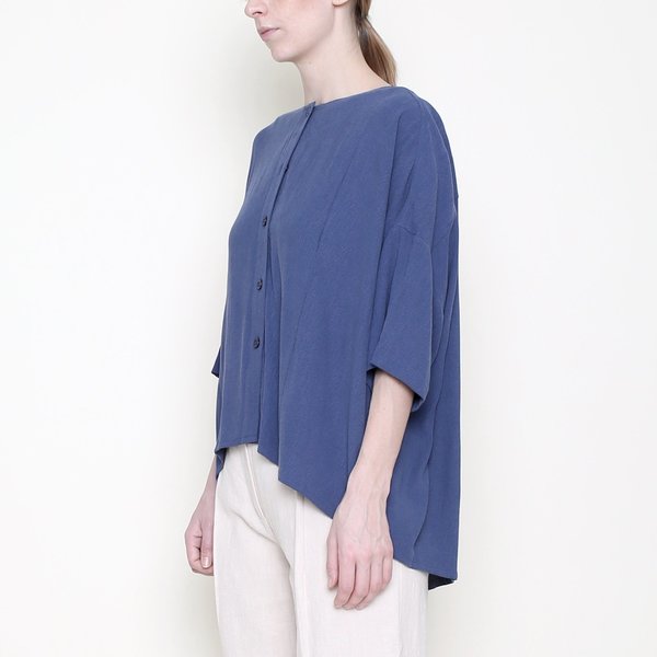7115 by Szeki Mid-Sleeves Spring Button Down - Blue 7115 by Szeki Mid-Sleeves Spring Button Down - Blue