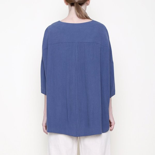 7115 by Szeki Mid-Sleeves Spring Button Down - Blue 7115 by Szeki Mid-Sleeves Spring Button Down - Blue